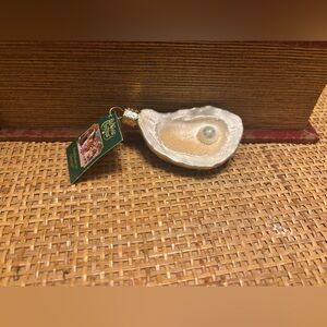 Old World Christmas Oyster with Pearl Glass Ornament Coastal Sea Life